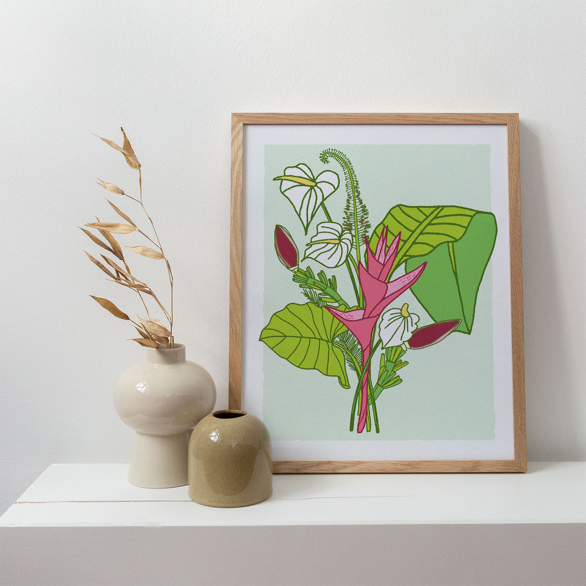 The Gabi Bouquet (Green Banana &amp; Heliconia) • Art Print (11x14)