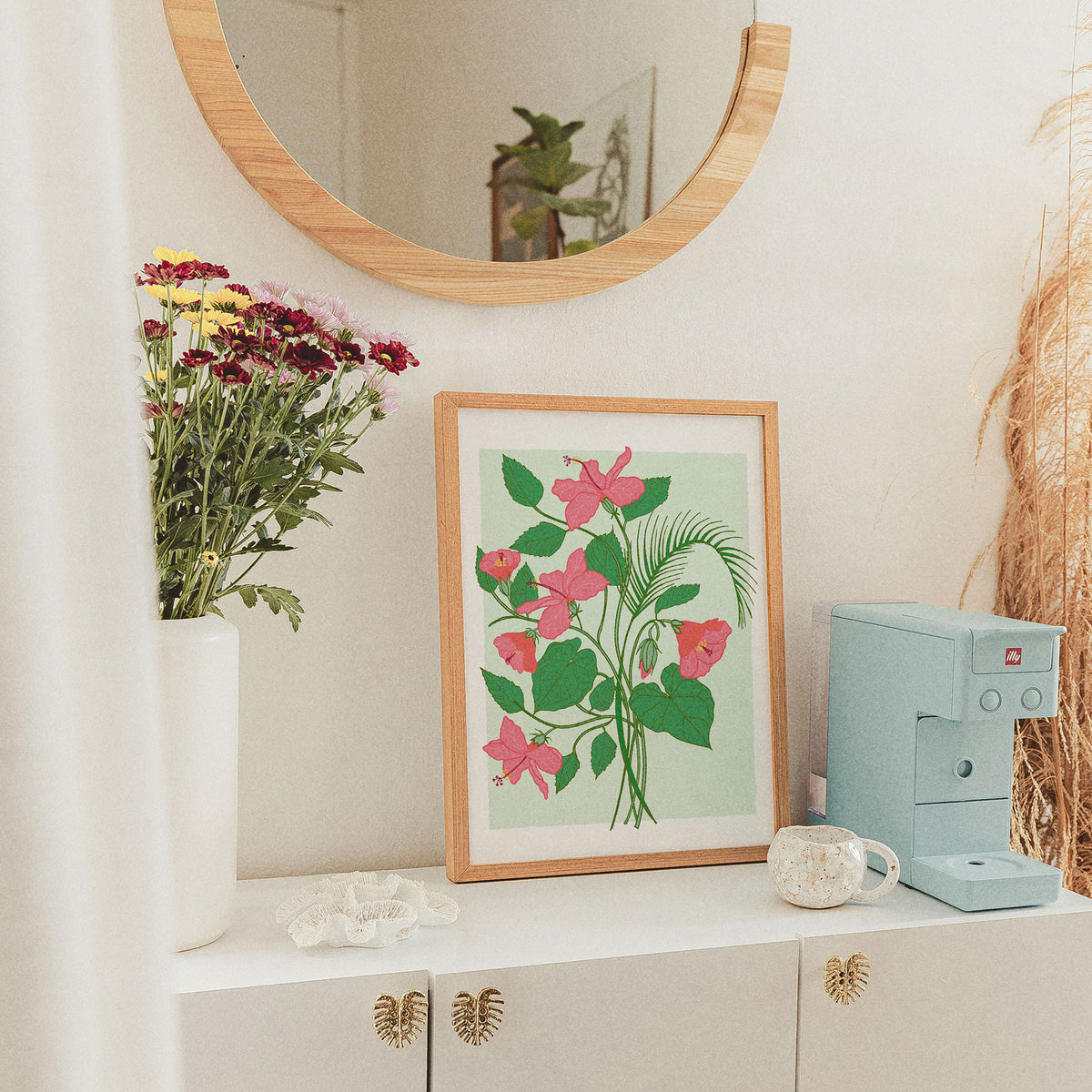 Pink Hibiscus Bouquet - Art Print (11x14)
