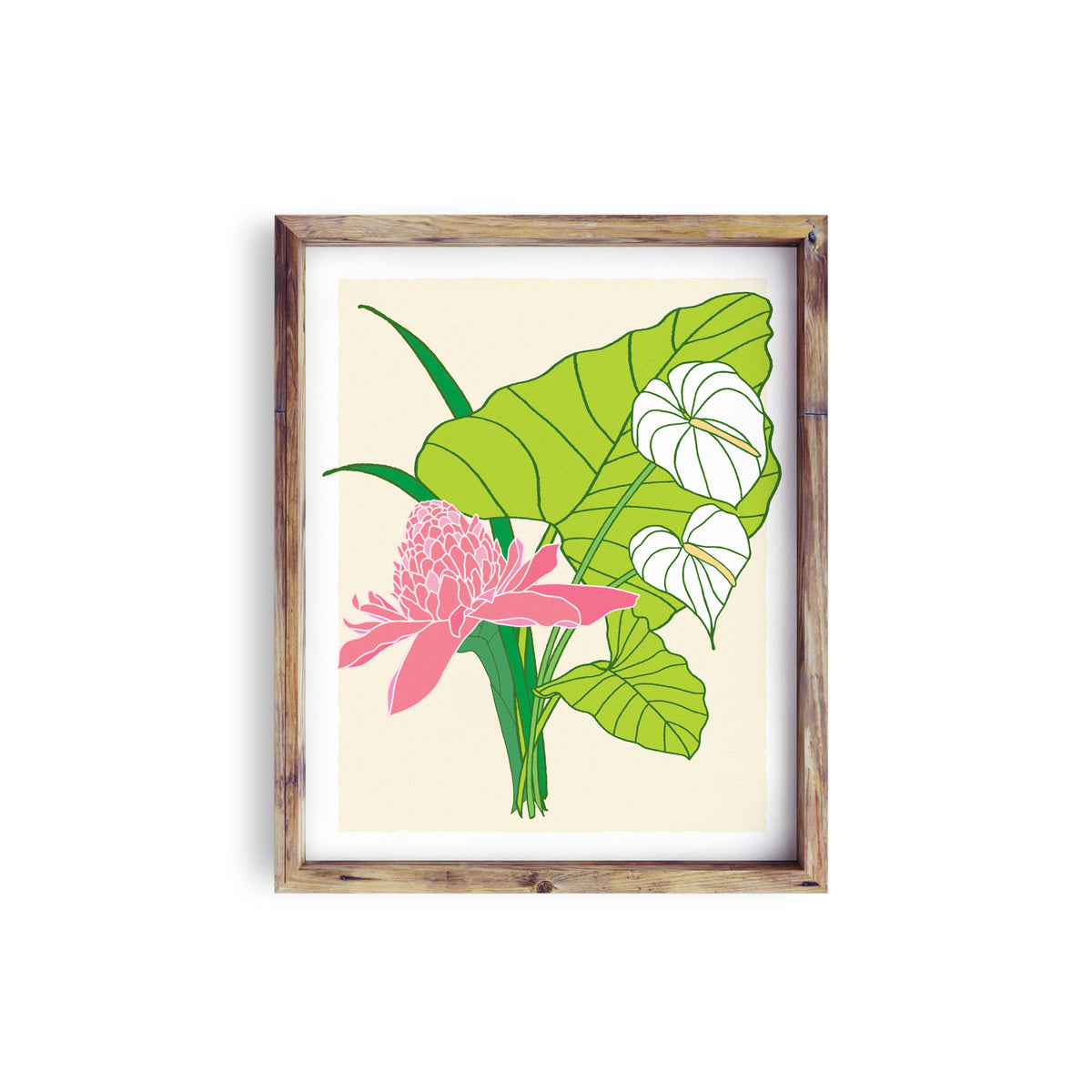 Tara Bouquet (Taro, Pink Ginger &amp; Anthurium) • Art Print