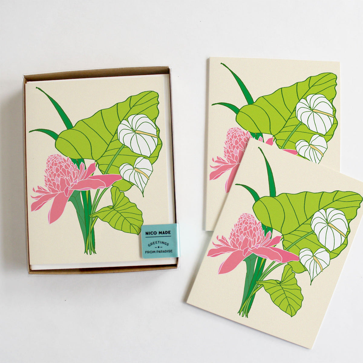 Tara Bouquet (Taro, Pink Ginger &amp; Anthurium) Everyday Card Set