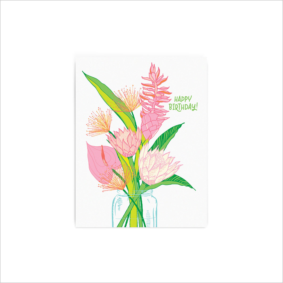 8 Card Set - Birthday Protea Tropical Bouquet