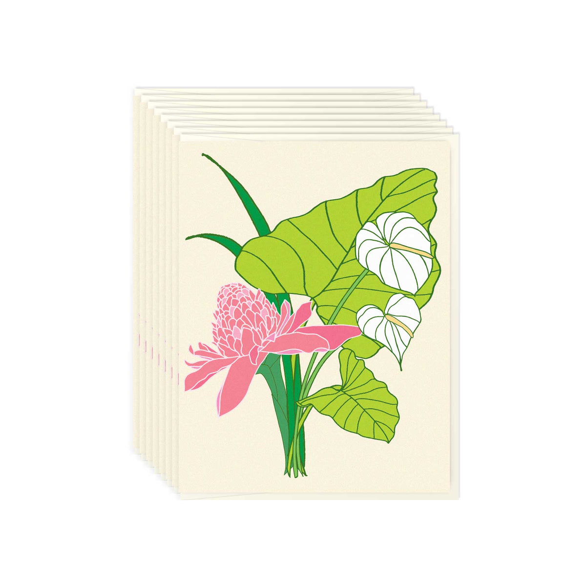 Tara Bouquet (Taro, Pink Ginger &amp; Anthurium) Everyday Card Set