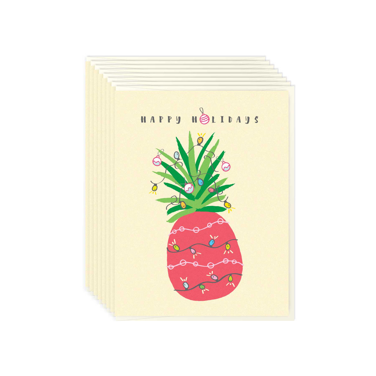 Happy Holidays Pineapple Tree - Card Set