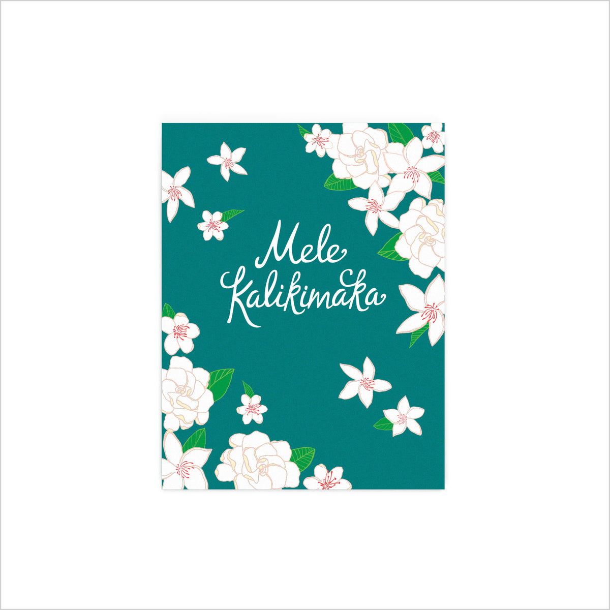 Mele Kalikimaka White Flowers - Card Set