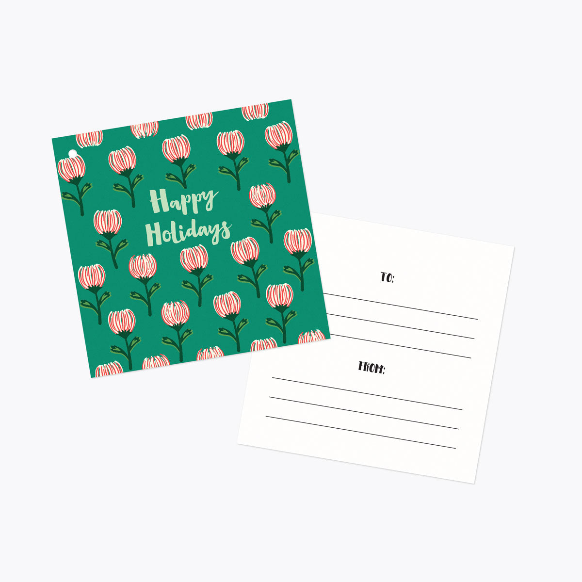 Happy Holidays Pincushion Protea Gift Tags - 10 Pack