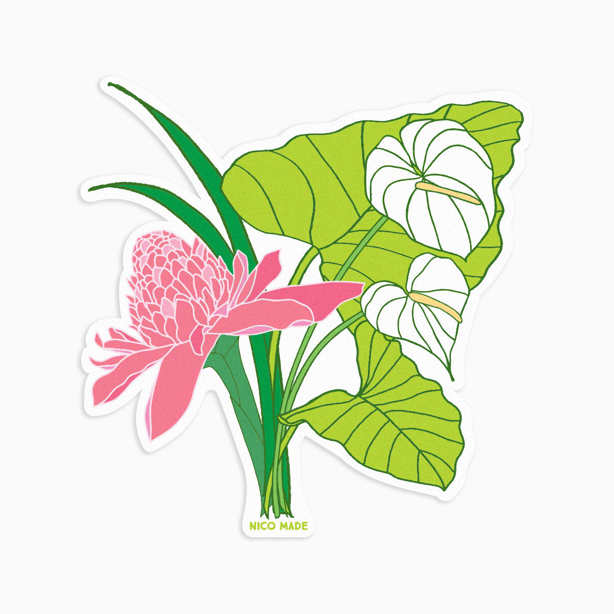 Tara Bouquet (Taro, Pink Ginger &amp; Anthurium) • Sticker