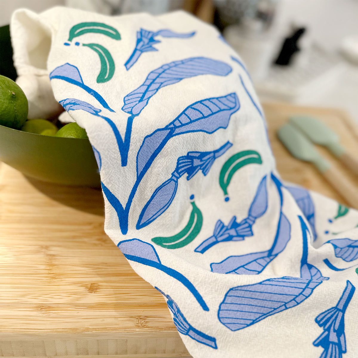 Banana Leaf Tea Towel - Periwinkle