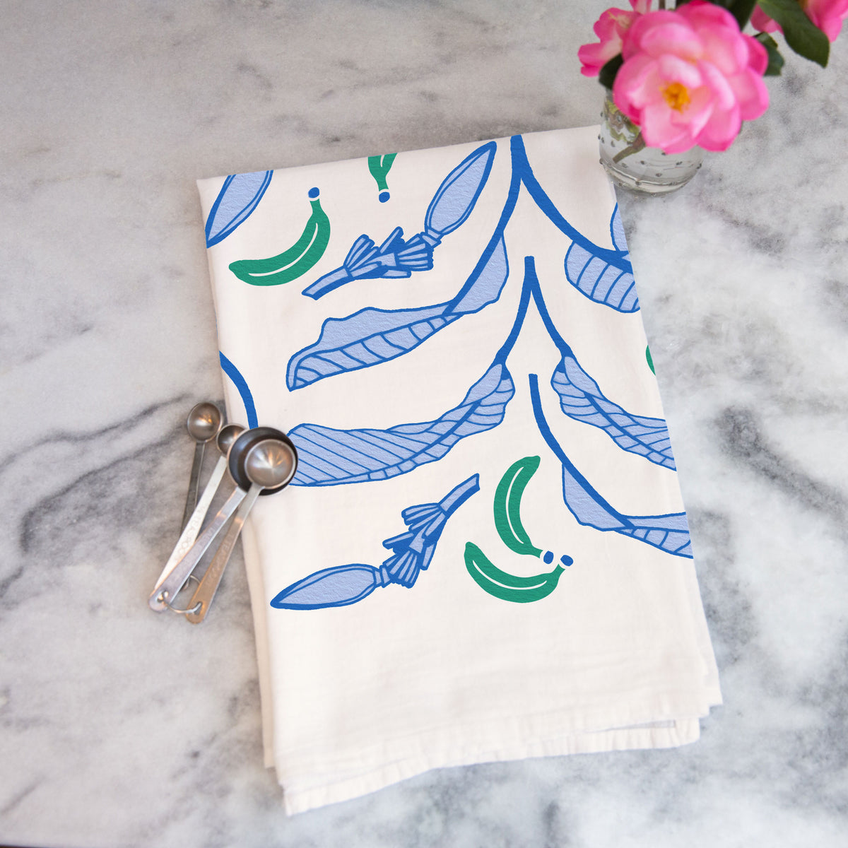 Banana Leaf Tea Towel - Periwinkle