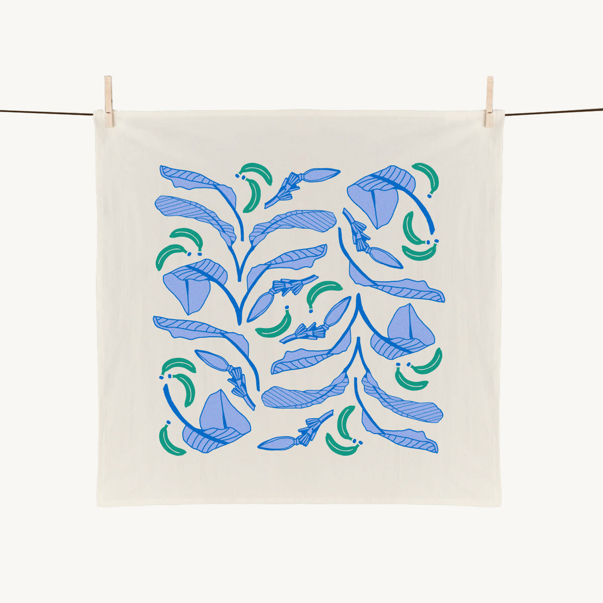 Banana Leaf Tea Towel - Periwinkle