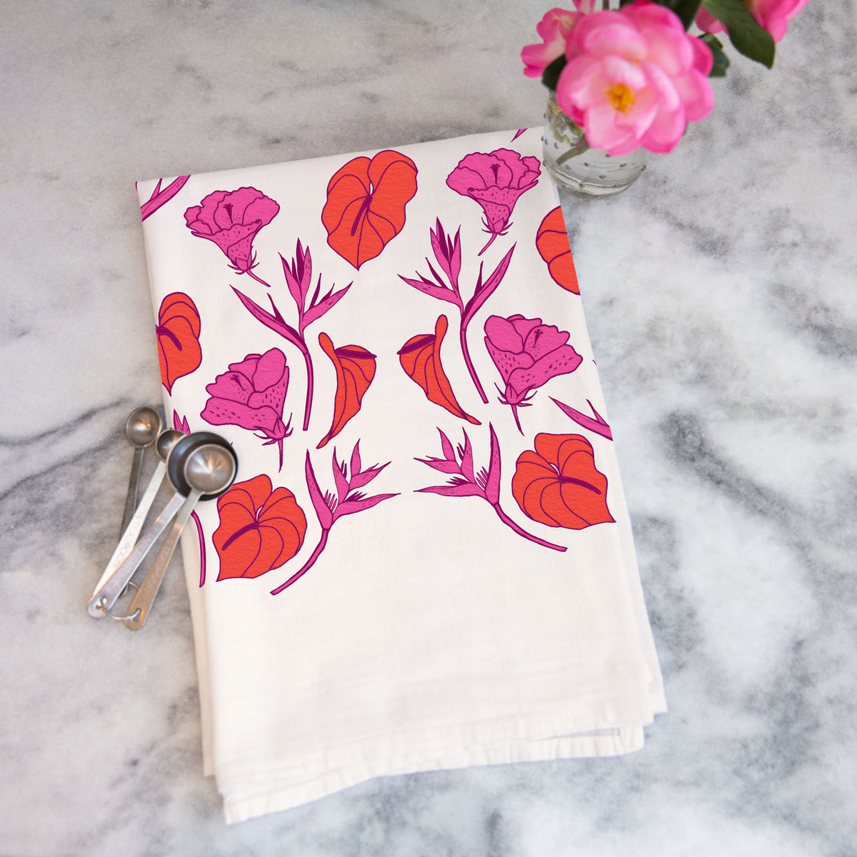 Tropic Mix Tea Towel - Red