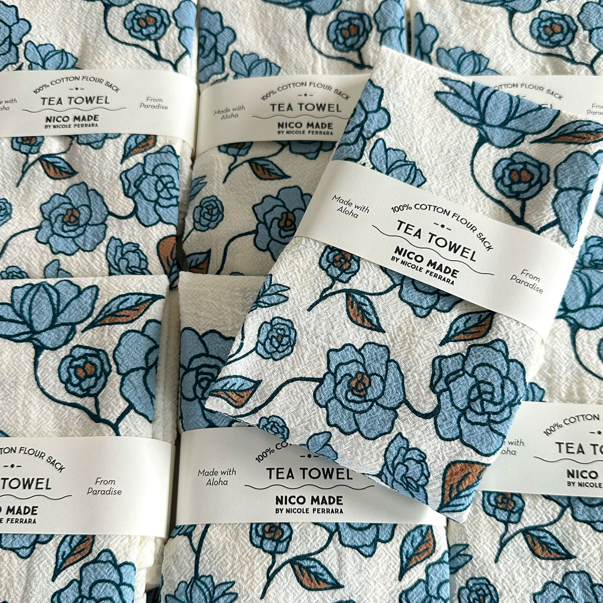Gardenia Tea Towel - Hazy Blue