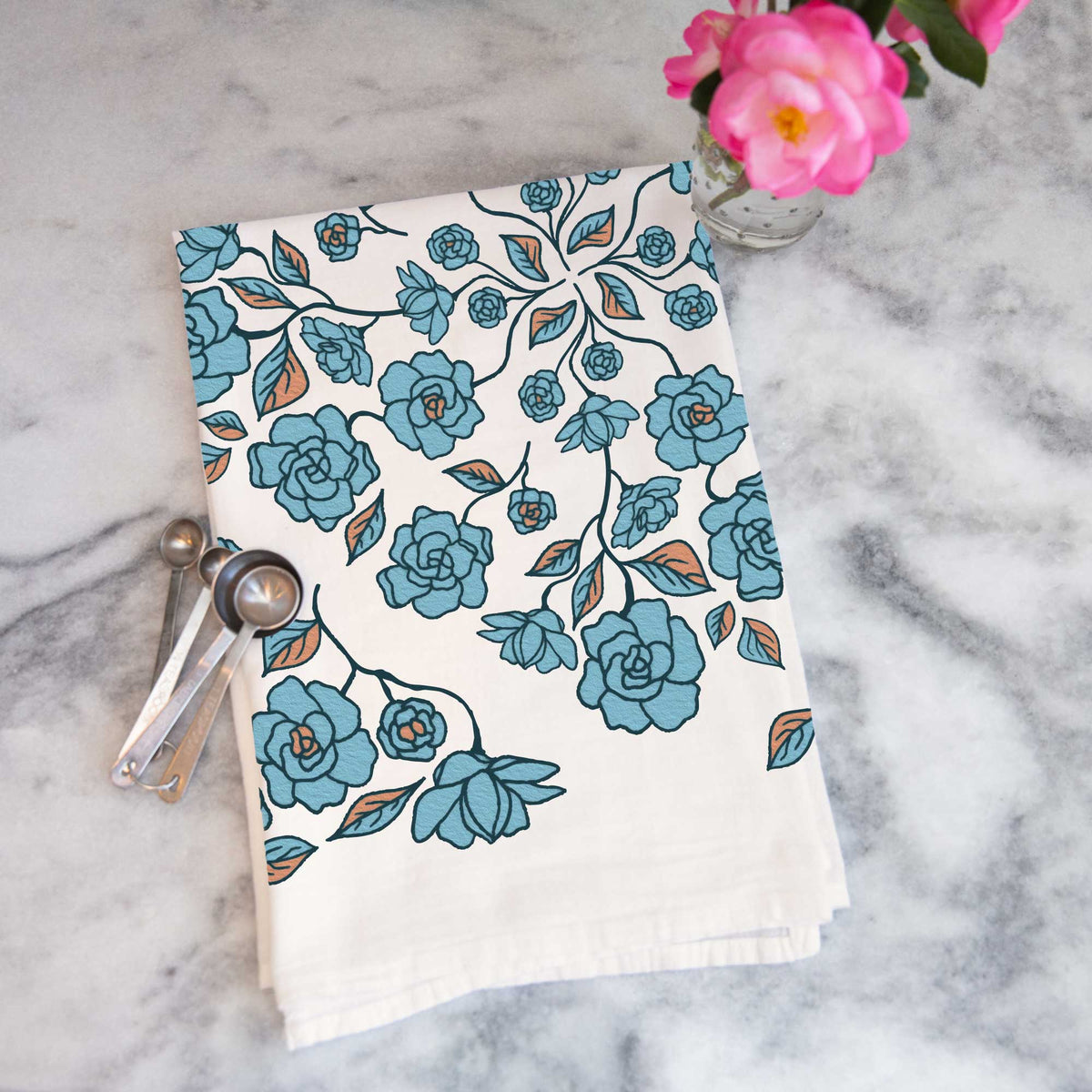Gardenia Tea Towel - Hazy Blue