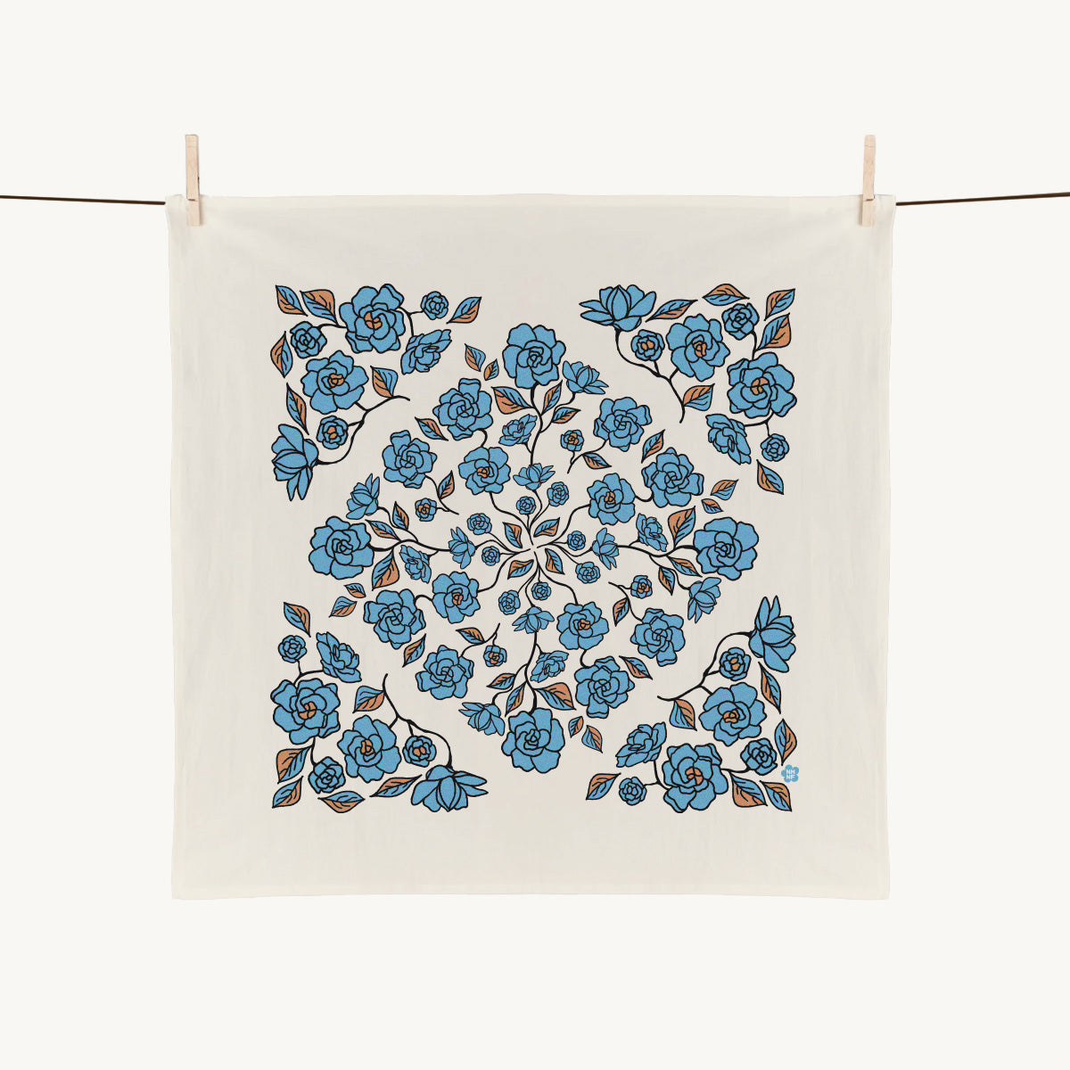 Gardenia Tea Towel - Hazy Blue