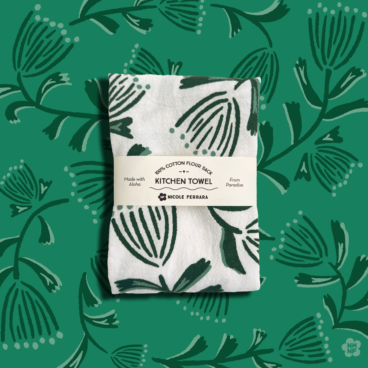 Pincushion Spin Tea Towel - Green