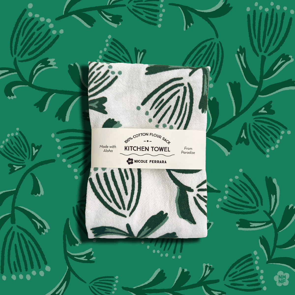 Pincushion Spin Tea Towel - Green
